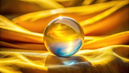 Moonstone Sphere Silhouette Photography - Yellow Blanket, Celestial Orb, Gemstone, Mystical, Bright Background