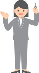 鍵を持つスーツの女性