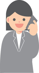 スマートフォンで電話をするスーツ女性