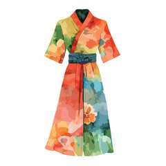 Kimono cute watercolors illustration isolated on white background