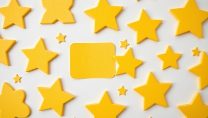 Yellow Stars on White Background with Blank Space for Custom Text or Message in Creative Design Concept