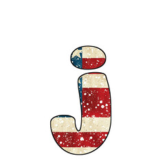 Patriotic Letter J Design with USA Flag Colors and Vintage Style