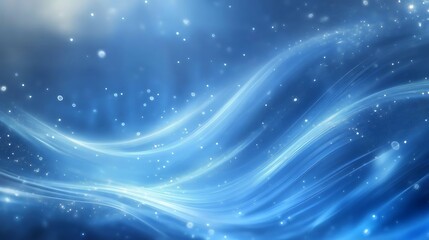 Abstract blue waves, sparkling particles