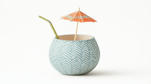 Summer escape beverage with patterned glass and umbrella for isl