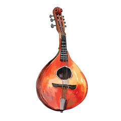 Fototapeta premium Mandolin cute watercolors illustration on white background