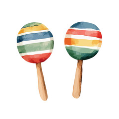 Maracas cute watercolors illustration on white background