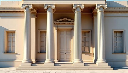 Obraz premium Elegant Corinthian columns support a classical building's portico , acanthus, architecture, building