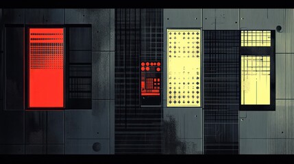 Futuristic city wall panels