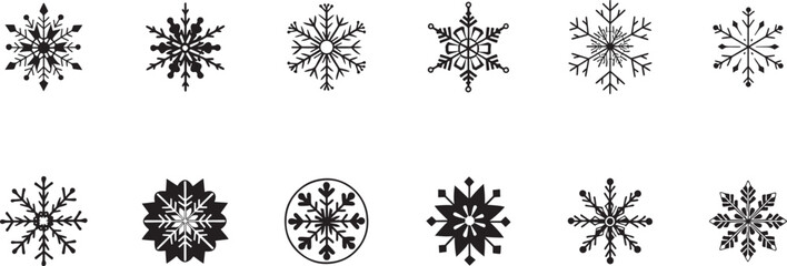 Snowflake Elements for Holiday Art and Decor.