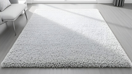 Modern gray rug with high pile. 3d render