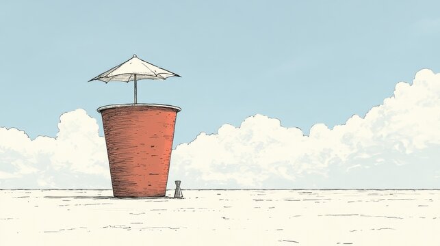 Whimsical beachside escape with miniature sunshade under a tranq
