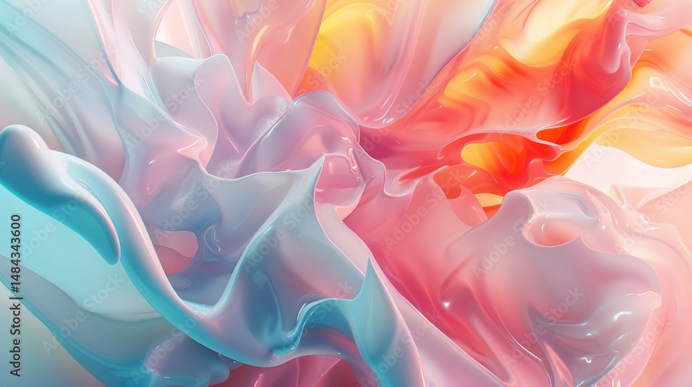 Poster abstract flowing fabric with vibrant color tones. dynamic textile design. background image of swirli