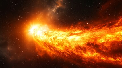 Fiery nebula in space