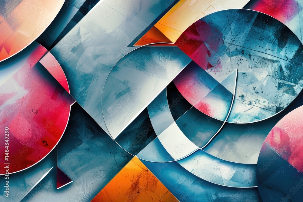 Aufkleber abstract vibrant geometric fractal shapes on surface of contemporary design express scene of seamles