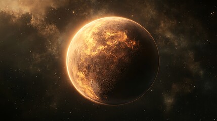 Obraz premium Fiery planet in space