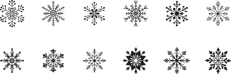Snowflake Elements for Holiday Art and Decor.