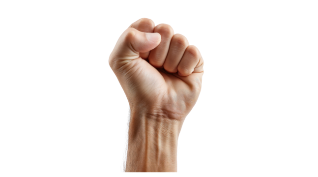 Raised fist isolated on a transparent background
