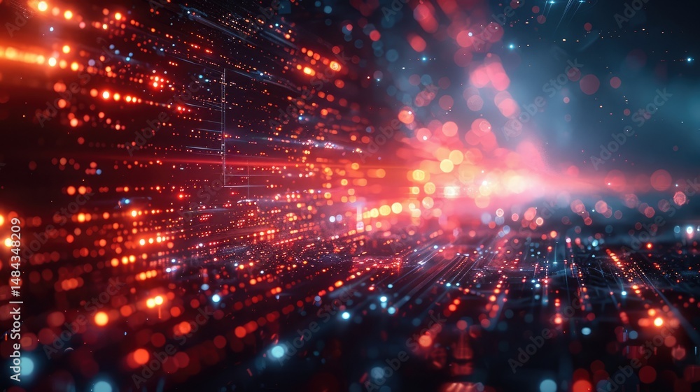  abstract picture colorful light particle with digital technology style design connecting become dyna