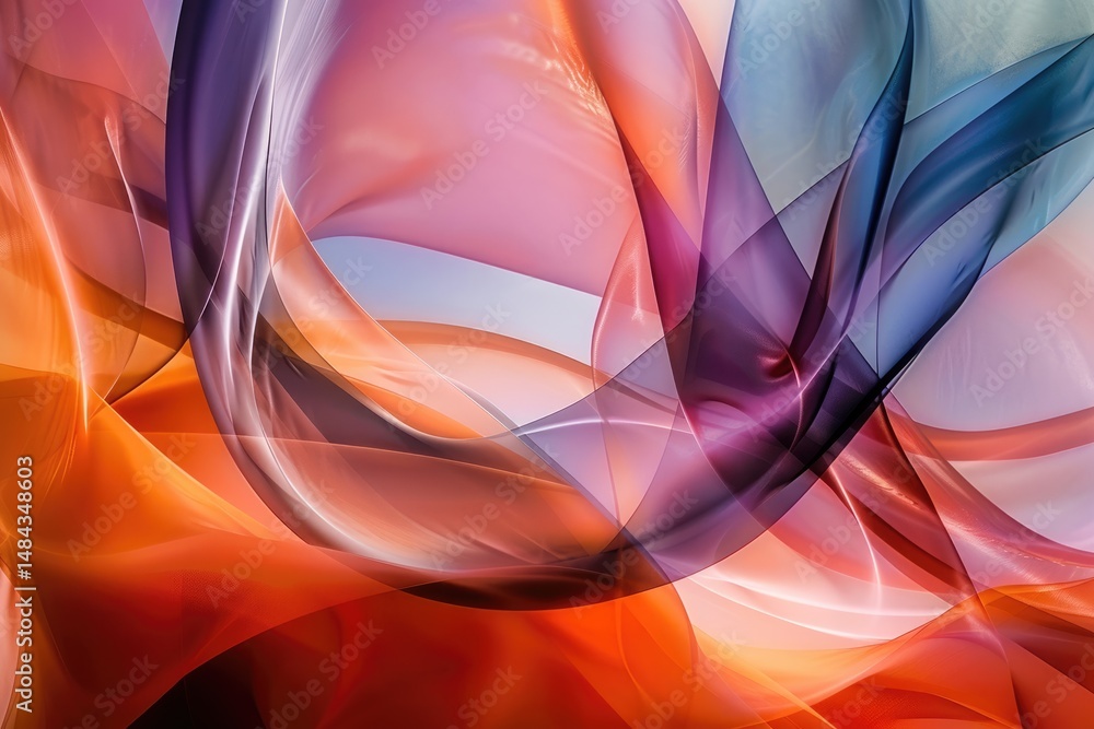 Poster abstract colorful swirling patterns with blue, purple, and orange hues. abstract image 3d rendering 