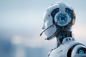 Fototapeta premium AI agents, AI powered business Solutions, AI assistants support human intelligence, Smart assistants for optimized workflows, AI driven solutions empower business, Automate tasks, Drive innovation.