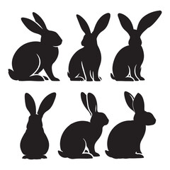 set of vector different type of bunny silhouettes