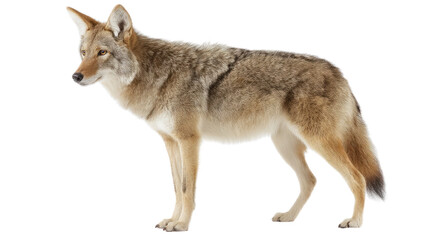 Obraz premium Coyote standing in profile isolated on a transparent background