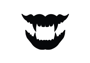Obraz premium Fangs silhouette. This image is a black silhouette of sharp fangs, often associated with vampires, predators, and monstrous creatures. Vector clipart illustration design.