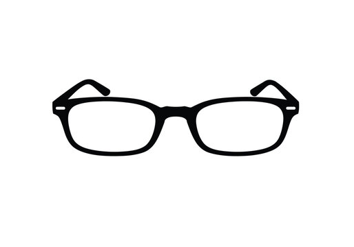 Eyewear silhouette. This image is a black silhouette of eyeglasses, a common accessory for vision correction or fashion. Vector clipart illustration design.