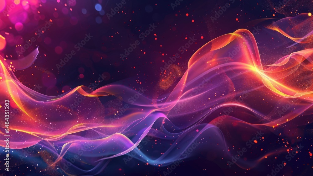 Poster wonderful picture of colorful light sparkling particles scattered across space background, create ab