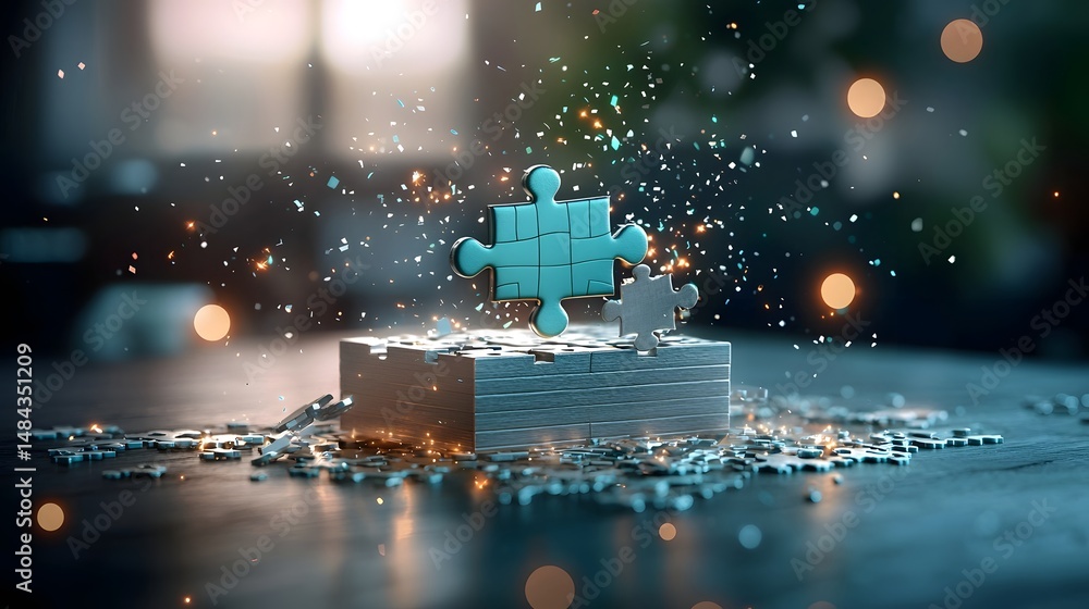Aufkleber floating puzzle pieces visually representing the interconnectivity between key economic indicators l