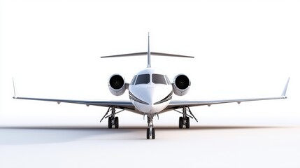Fototapeta premium A jet with a carbon fiber body against a white backdrop, dramatic shadow, copy space at the bottom, high-end