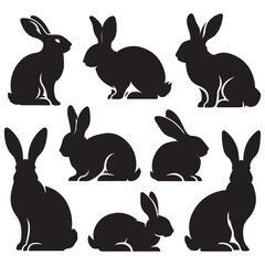 set of vector different type of bunny silhouettes