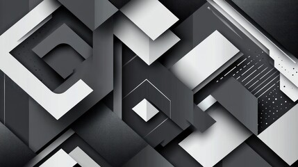 Fototapeta premium Abstract geometric shapes in black and white