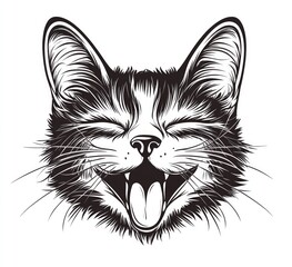 Fototapeta premium Smiling Cat Illustration with Joyful Expression and Detailed Fur Design for Pet Lovers and Art Enthusiasts