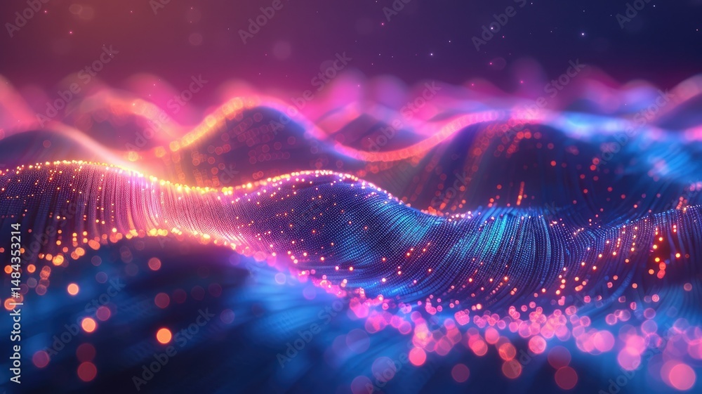 Aufkleber abstract vivid color wave flowing express the energetic signal. seamless texture of vividness curve 