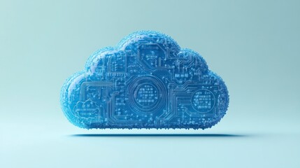 3D Cloud Computing Icon on Pastel Background