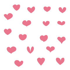 Pink Heart Collection, Collection of various pink heart shapes on white.