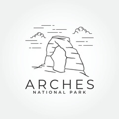 Arches national park logo landmark icon vector illustration design