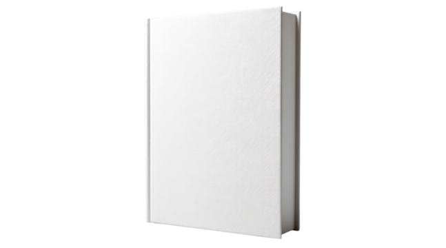 White hardcover book isolated on a transparent background