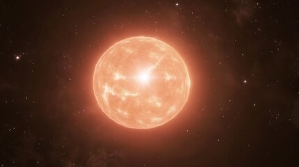 Glowing orange celestial sphere in space