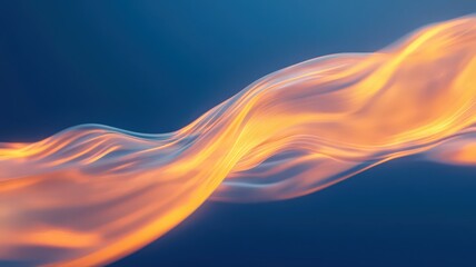 Obraz premium Abstract Fluid Design with Vibrant Streaks of Orange Against a Deep Blue Background
