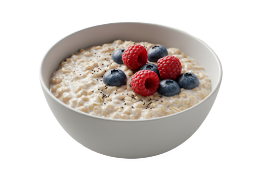 bowl of overnight oats isolated on transparent background. generative ai
