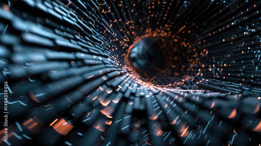 Poster abstract picture of neon light particle with digital technology style design connecting become dynam