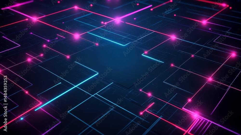 Poster glowing cyan and magenta grid network abstract digital background