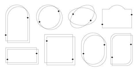 キラキラ　シンプル　フレーム　黒線　セット © suorun