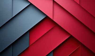 Abstract geometric pattern with intersecting red and gray stripes, creating a layered, dimensional effect