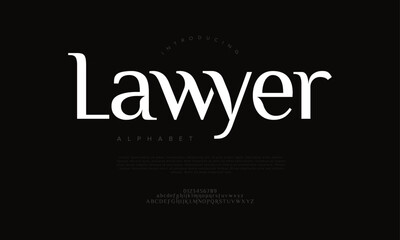 Professional serif typeface with modern lines, designed for legal, business, and formal branding needs