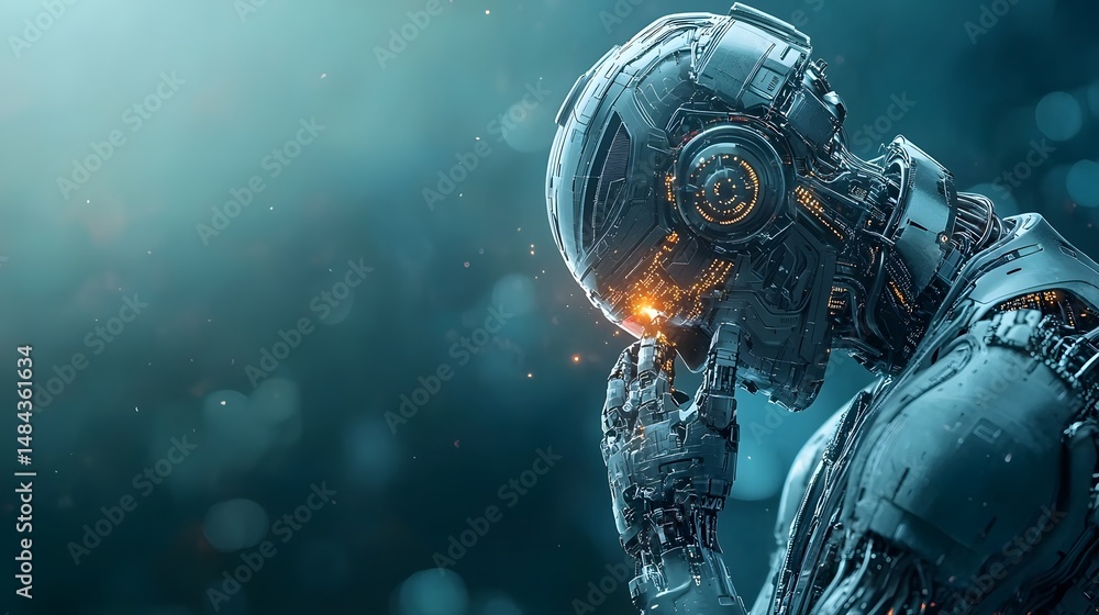 Poster futuristic trader wearing a cybernetic suit monitors a dramatic crash in an immersive augmented real
