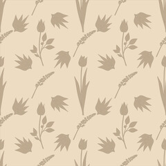 Fototapeta premium Seamless wallpapers, natural flower patterns, a combination of simple colors, warm sand mood, warm, relaxed feeling, vector style.