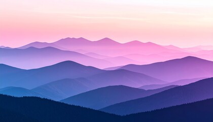 Obraz premium The sun rises over misty hills and valleys. 